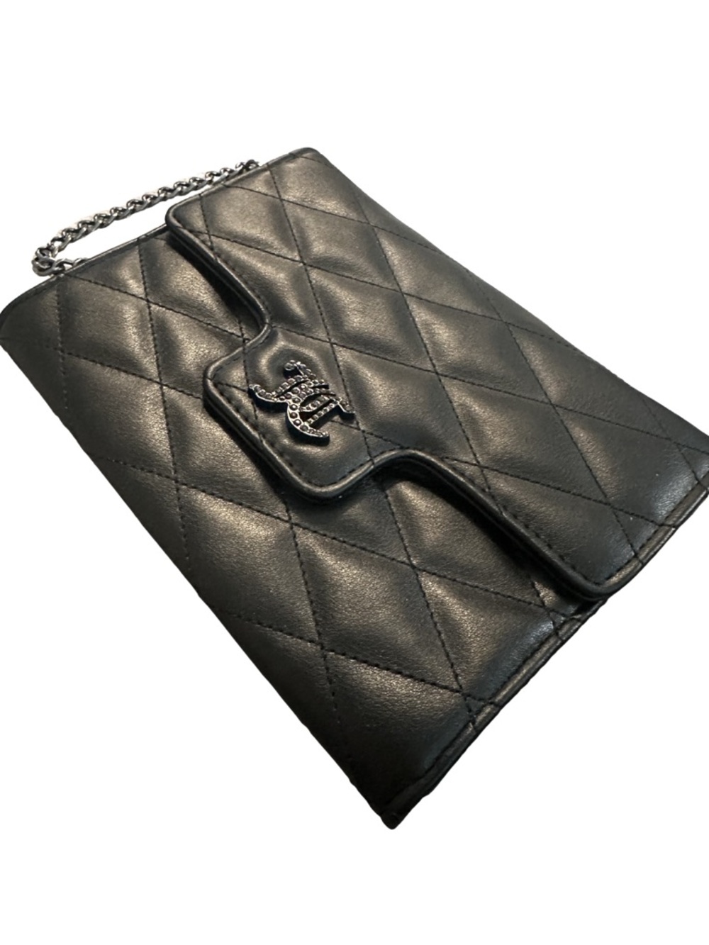 Juicy Couture Black Quilted Chain Clutch